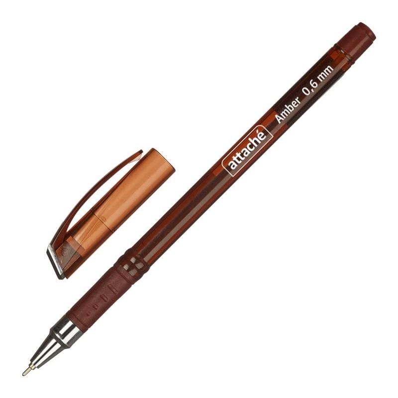 Ручка шариковая Attache Amber, 0, 6мм, с манжеткой, синий стерж. - купить в магазине Кассандра, 4680546029220,  Ручка шариковая Attache Amber, 0, 6мм, с манжеткой, синий стерж. - купить в магазине Кассандра, фото, 4680546029220,