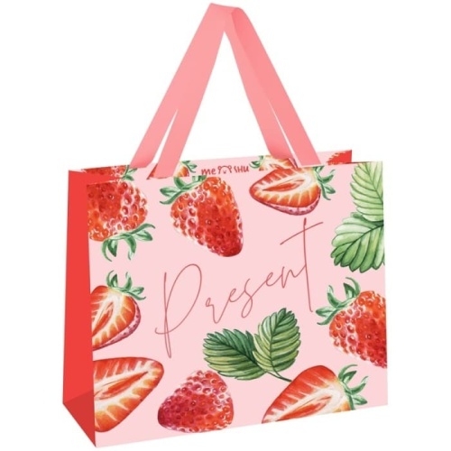 Пакет подарочный 32*26*12см MESHU "Strawberry", отд. фольгой, матовая ламинация- купить в магазине Кассандра, фото, 4680211438388, 