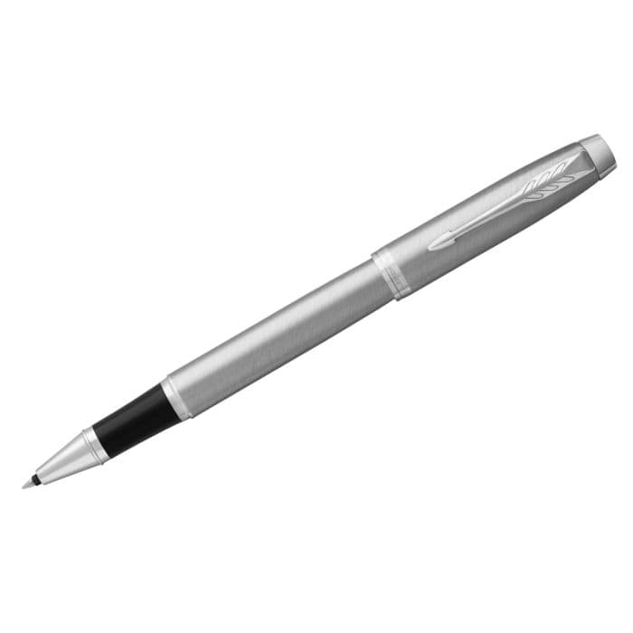 Ручка-роллер Parker "IM Essential Stainless Steel CT" черная, 0,8мм, подарочная упаковка - купить в магазине Кассандра, фото, 3026981436338, 