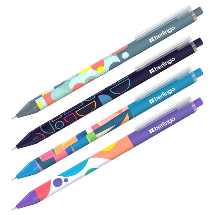 Ручка шариковая автоматическая Berlingo "Balance" синяя, 0,7мм, грип, рисунок на корпусе,soft touch, - купить в магазине Кассандра, фото, 4260765537098, 