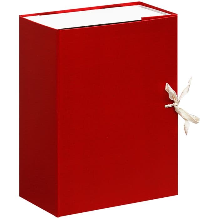 Короб архивный с завязками OfficeSpace разборный, БВ, 120мм, красный, клапан МГК - купить в магазине Кассандра, фото, 4680211255879, 