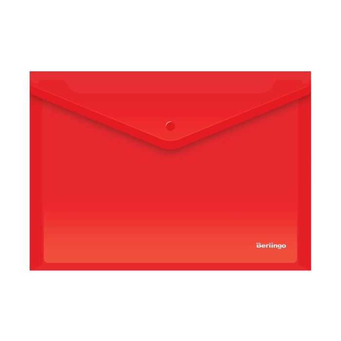 Папка-конверт на кнопке А4 Berlingo, 180мкм, красная - купить в магазине Кассандра, фото, 4607165260032, 