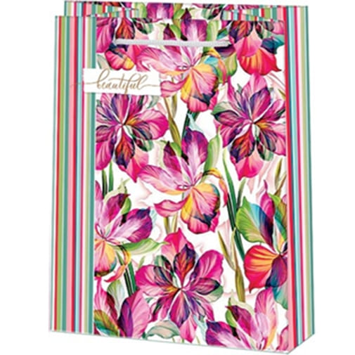 Пакет подарочный бумажный (М) 18*22,7 см, "Красивые цветы- - купить в магазине Кассандра, фото, 4607012759658, 