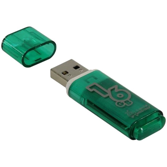 Флеш-диск " SmartBuy " 16GB Glossy зеленый USB 2.0 - купить в магазине Кассандра, фото, 4690626001237, 