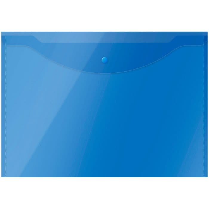 Папка-конверт на кнопке А3, Office Space 180мкм, полупрозрачная синяя - купить в магазине Кассандра, фото, 2500038197348, 