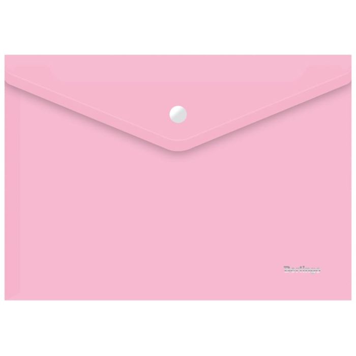 Папка-конверт на кнопке Berlingo "Starlight" А4, 180мкм, прозрачная розовая, индив. ШК - купить в магазине Кассандра, фото, 4670028111826, 