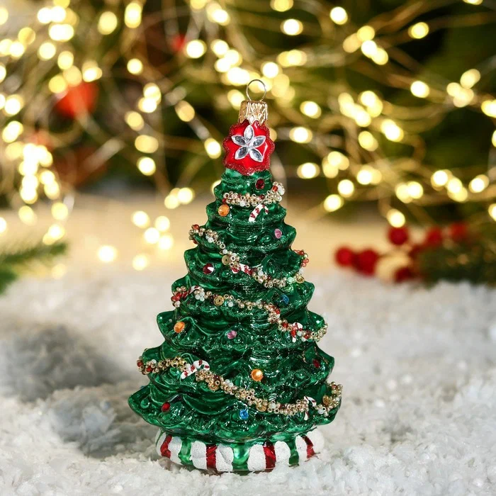 Игрушка елочная формовая "Рождественская елка большая зеленая со звездой" - купить в магазине Кассандра, фото, 5904689591055, 