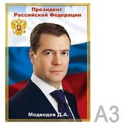 Портрет Президента РФ  Д.Медведева .А3 - купить в магазине Кассандра, фото, , 