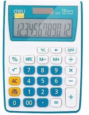 Калькулятор карманный Deli 12-разр., LCD-дисплей, двойное питание, ассорти - купить в магазине Кассандра, фото, 6935205368362, 