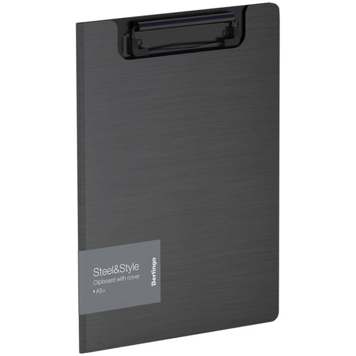 Папка-планшет с зажимом Berlingo "Steel&Style" А5+, 1800мкм, пластик (полифом), черная - купить в магазине Кассандра, фото, 4260107536079, 