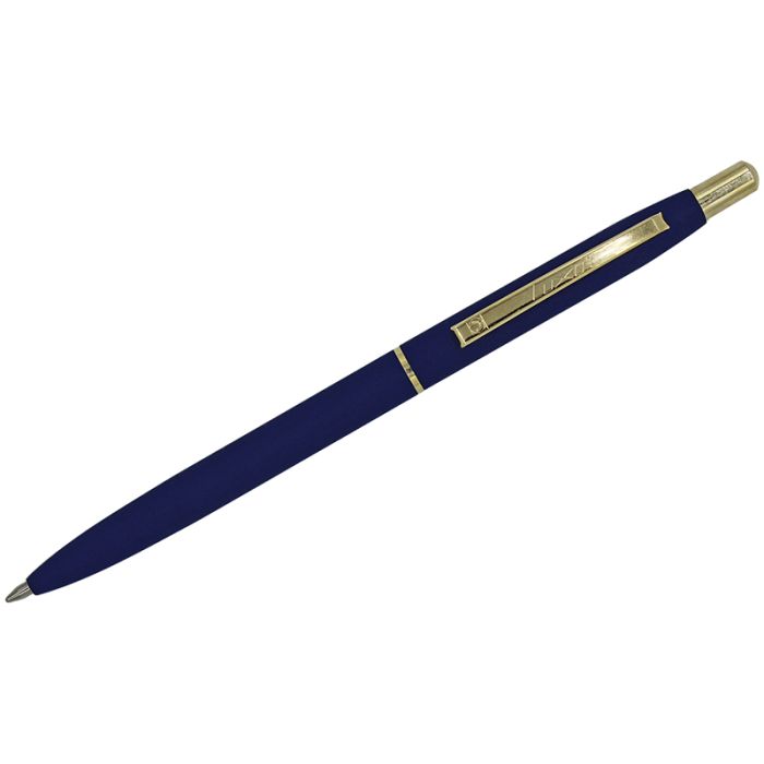 Ручка шариковая Luxor "Sterling" синяя, 1,0мм, корпус синий/золото, кнопочный механизм - купить в магазине Кассандра, фото, 8901069682072, 
