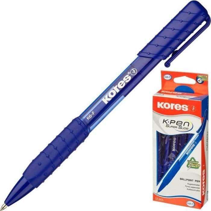 Ручка шариковая автоматическая KORES К6 автомат треуг.корп, манж., 0, 5мм, син - купить в магазине Кассандра, фото, 9023800386106, 