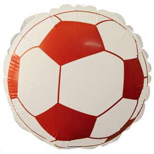 Шар воздушный (9''/23 см) Мини-круг, Футбольный мяч, Красный, 1 шт. - купить в магазине Кассандра, фото, 2052000018095, 