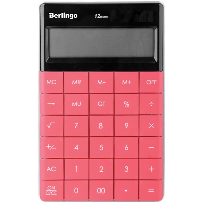 Калькулятор настольный Berlingo "Power TX", 12 разр., двойное питание, 165*105*13мм, темно-розовый - купить в магазине Кассандра, фото, 4260107478645, 