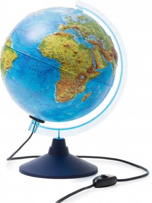 Глобус физический рельефный с подсветкой от сети 250мм " Globen " - купить в магазине Кассандра, фото, 4680009930551, 