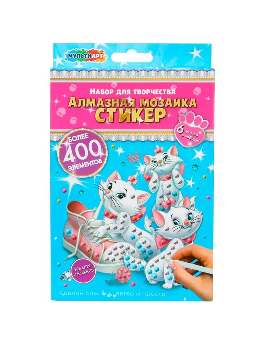 Алмазная мозаика-стикер Кошечка Мэри МУЛЬТИ АРТ