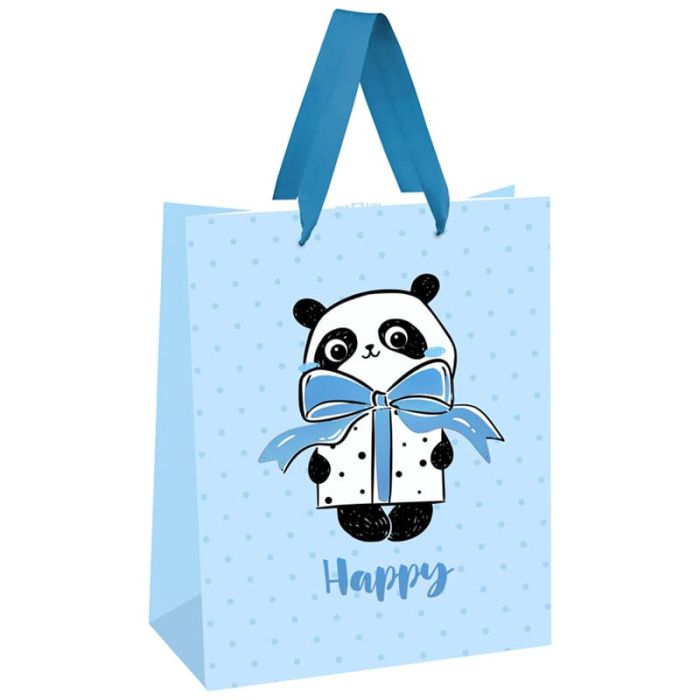 Пакет подарочный 18*23*10см MESHU "PandaGift_Blue", отд. фольгой, матовая ламинация - купить в магазине Кассандра, фото, 4680211437640, 