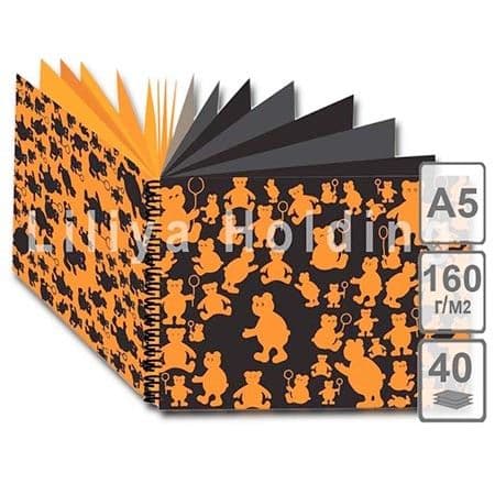 Блокнот для пастелей " Лилия Холдинг " А5 40л Оранжевые мишки бумага цветной офсет плотность - 160г/- купить в магазине Кассандра, фото, 4640012673470, 