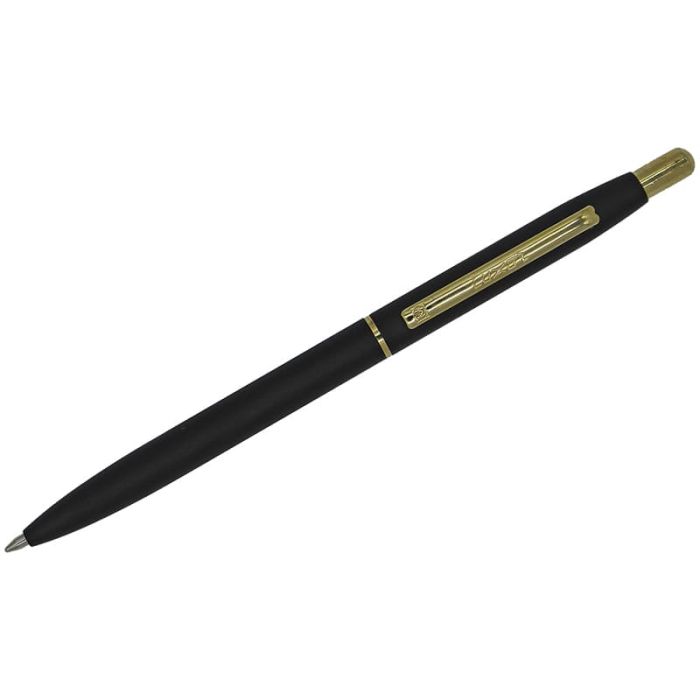 Ручка шариковая Luxor "Sterling" синяя, 1,0мм, корпус черный/золото, кнопочный механизм - купить в магазине Кассандра, фото, 0901069682089, 