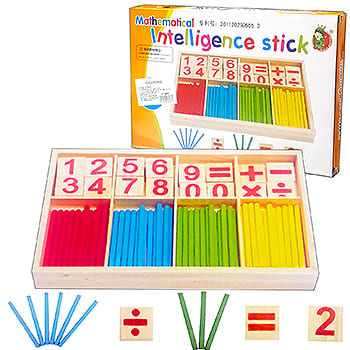 Счетный материал деревянный " Mathematical intelligence stick " деревянный в наборе: 48 палочек 4 цв - купить в магазине Кассандра, фото, 6902018065191, 