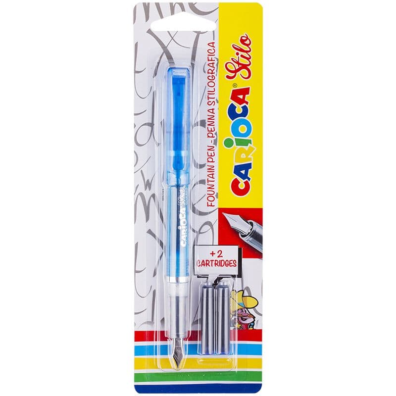Ручка перьевая Carioca STILO 1 мм синий 3 картриджа блистер - купить в магазине Кассандра, фото, 8003511423032, 