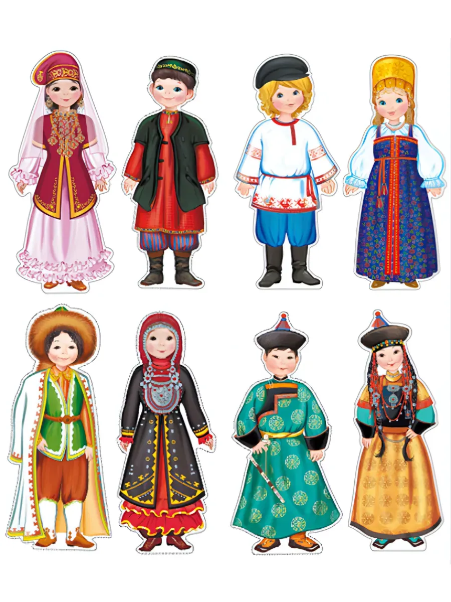 Комплект для оформления интерьера со скотчем. Народы России (8 плакатов А4)