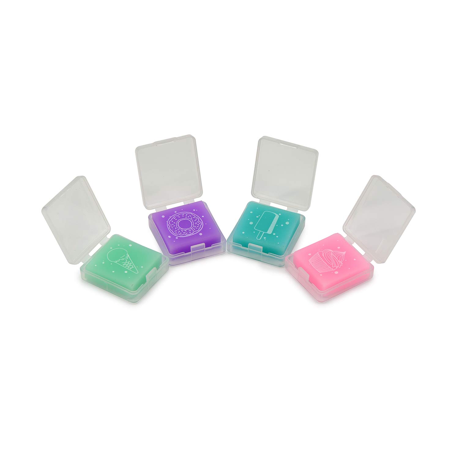 Ластик "HappyGraphix Zefir", квадратный, в пластиковой коробочке, 4 цвета - купить в магазине Кассандра, фото, 4606016403536, 