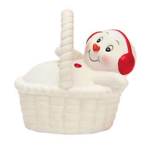 Новогодняя фигурка снеговика "Снеговик в корзине" - купить в магазине Кассандра, фото, 4606008340047, 