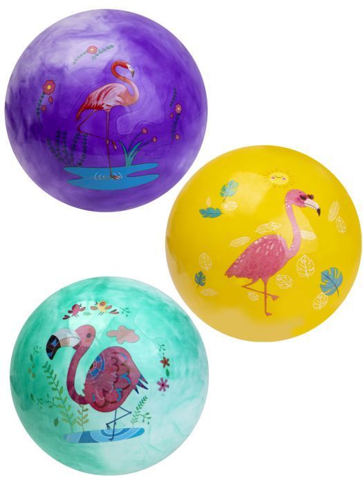 Мяч детский (25 см, 70 гр) с фламинго (цвет микс) кратно 10 Арт. AN01735 - купить в магазине Кассандра, фото, 4665307149065, 