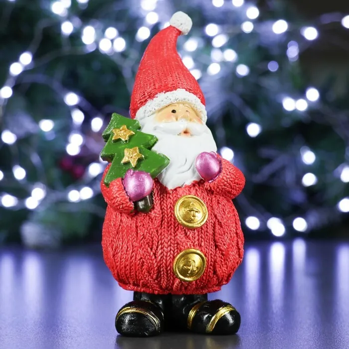 Фигура "Дед Мороз с елочкой" 7х6х16,5см   4488538 - купить в магазине Кассандра, фото, 6900044885387, 