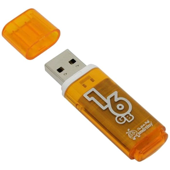 Флэшка Smart Buy USB Flash 16GB Glossy оранжевый - купить в магазине Кассандра, фото, 4690626001114, 