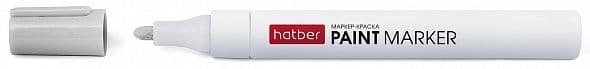 Маркер-краска Hatber  Серебро металлический корпус закругленный пишущий узел  толщина линии 1-4 мм - купить в магазине Кассандра, фото, 4606782238745, 