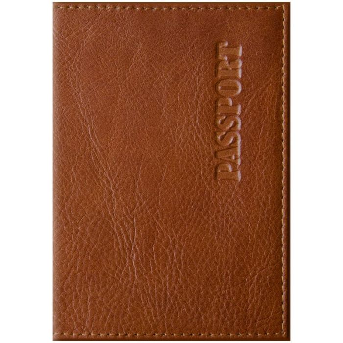 Обложка для паспорта OfficeSpace "Элегант", кожа, светло-коричневый - купить в магазине Кассандра, фото, 4680211150020, 