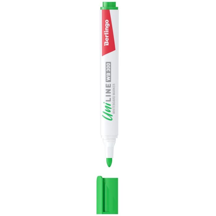 Маркер для белых досок Berlingo "Uniline WB300", зеленый, пулевидный, 3мм - купить в магазине Кассандра, фото, 4260392186706, 