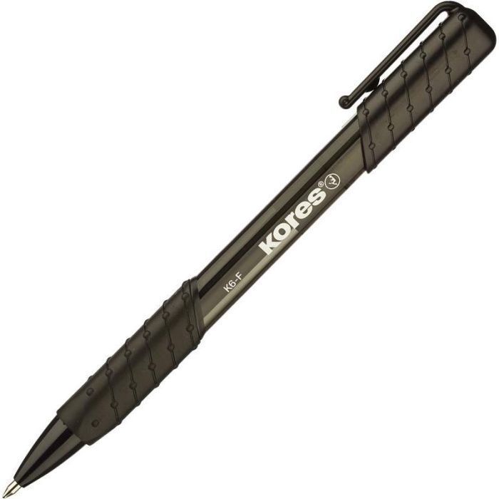 Ручка шариковая автоматическая KORES К6 треуг.корп, манж, 0, 5мм, черн - купить в магазине Кассандра, фото, 9023800386212, 