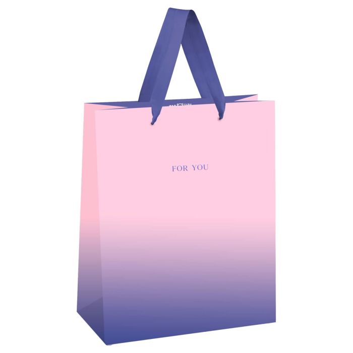Пакет подарочный 18*23*10см MESHU "Duotone. Pink-Purple gradient", отд. фольгой, матовая ламинация - купить в магазине Кассандра, фото, 4680211498511, 