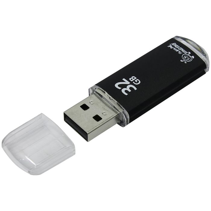 Память Smart Buy "V-Cut"  32GB, USB 2.0 Flash Drive, черный (металл. корпус ) - купить в магазине Кассандра, фото, 4690626002135, 