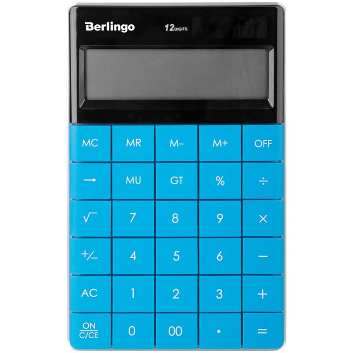 Калькулятор настольный Berlingo "Power TX", 12 разр., двойное питание, 165*105*13мм, синий - купить в магазине Кассандра, фото, 4260107478638, 