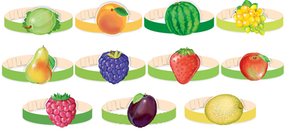 Комплект масок-ободков. Фрукты и ягоды (11 видов) - купить в магазине Кассандра, фото, 4630112030433, 