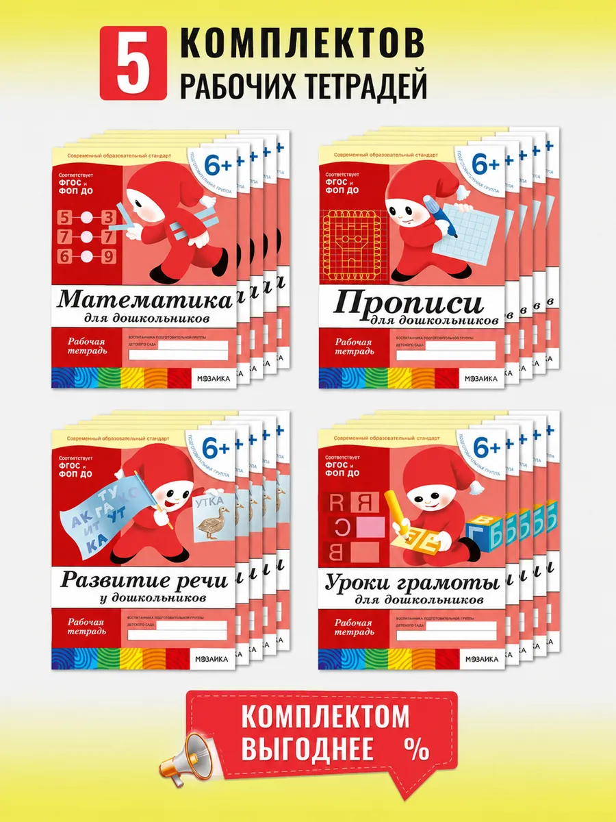 Васильева. 6+. Комплект из 4-х рабочих тетрадей.5шт.