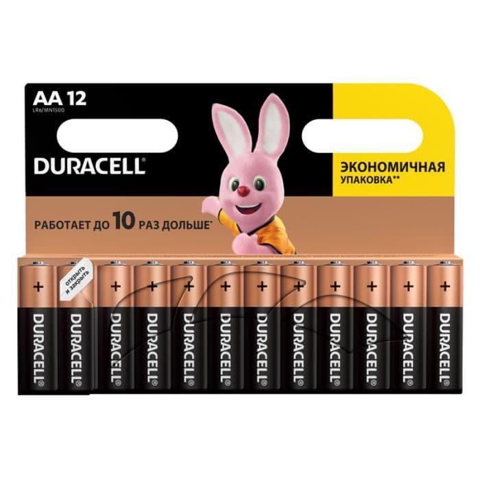 Батарейка Duracell Basic AA (LR06) алкалиновая, 12BL - купить в магазине Кассандра, фото, 2500038095002, 