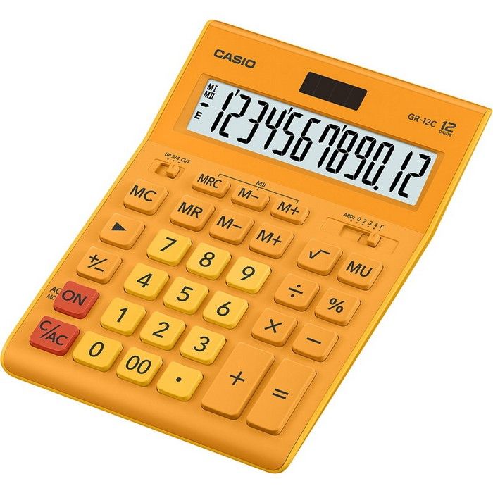 Калькулятор CASIO GR-12 12 разр. оранж. бухгалтерский - купить в магазине Кассандра, фото, 4549526701023, 
