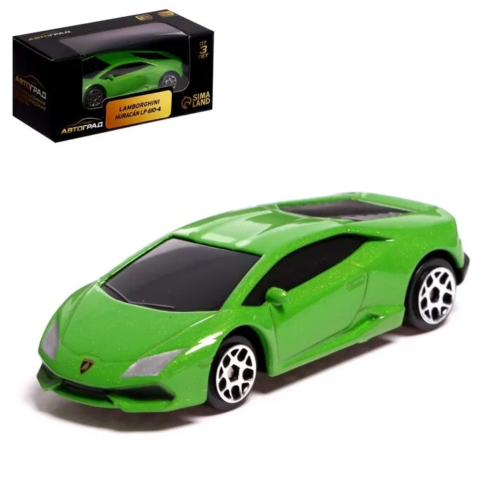 Машина металлическая LAMBORGHINI HURACAN LP610-4, 1:64, цвет зеленый   7335844 - купить в магазине Кассандра, фото, 6900073358449, 