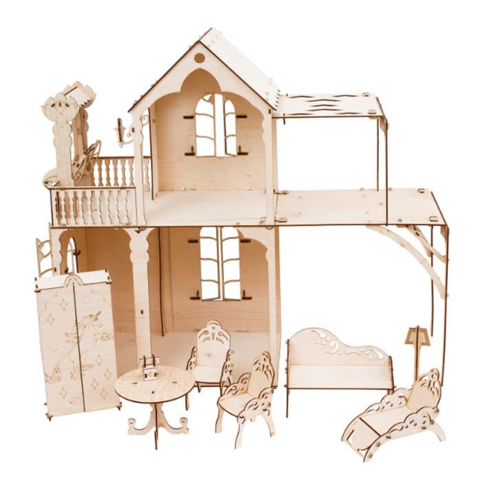Сборная модель из дерева.Кукольный домик ЦВЕТОК - купить в магазине Кассандра, фото, 4603768384960, 