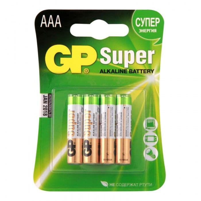 Батарейка "GP" AAA LR03 1,5 V алкалин. 4 шт./уп. - купить в магазине Кассандра, фото, 4891199000058, 