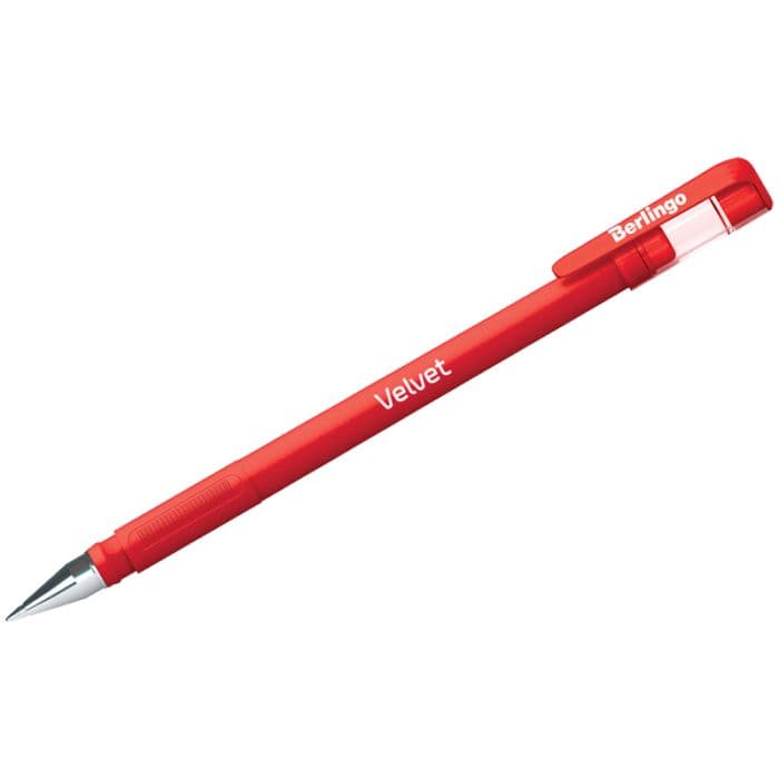 Ручка гелевая Berlingo "Velvet" красная, 0,5мм, прорезиненный корпус - купить в магазине Кассандра, фото, 4260107481379, 