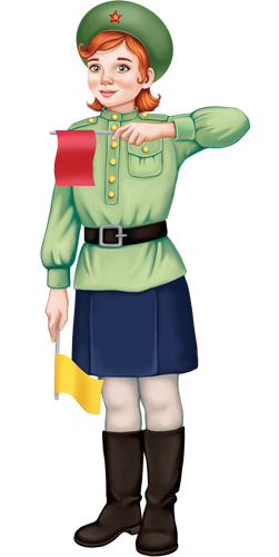 Плакат вырубной А3. Девочка-регулировщица в военной форме. Двухсторонний. - купить в магазине Кассандра, фото, 4630112038408, 