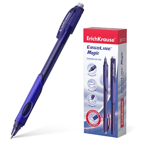 Ручка пиши-стирай " Erich Krause " гелевая ErgoLine Magic синяя 0,5мм треугольная эргономичная грипп-з - купить в магазине Кассандра, фото, 4041485995340, 