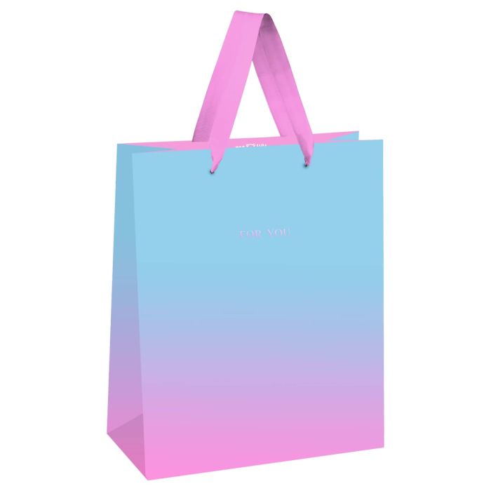 Пакет подарочный 18*23*10см MESHU "Duotone. Light blue-Pink gradient", отд. фольгой, матовая ламинаци - купить в магазине Кассандра, фото, 4680211498450, 