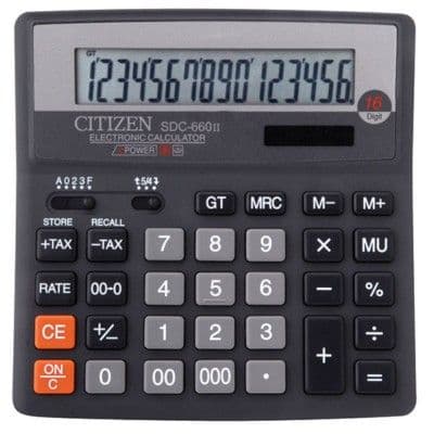 Калькулятор  CITIZEN  SDC-660 16 разр. черн. бухгалтерский - купить в магазине Кассандра, фото, 4966006703351, 